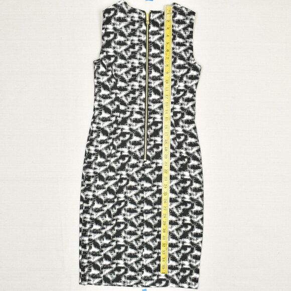 Calvin Klein Women Sheath Dress Polyester Black Geometric Size 4 Crew Neck - Picture 5 of 8